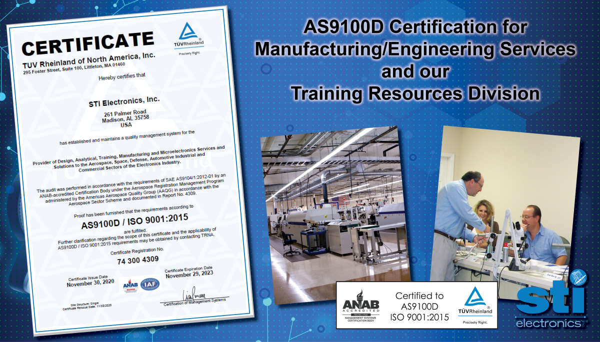 STI Has Accomplished AS9100D Certification