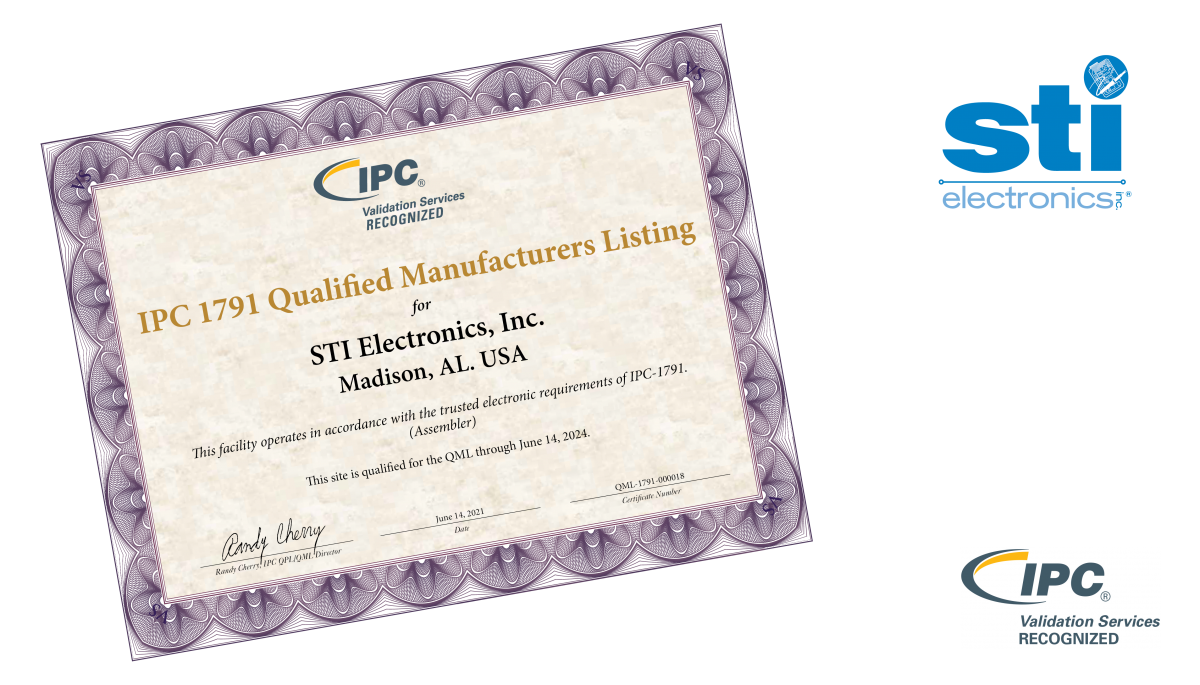 STI Electronics, Inc. Earns IPC-1791 Qualified Manufacturers Listing Certification